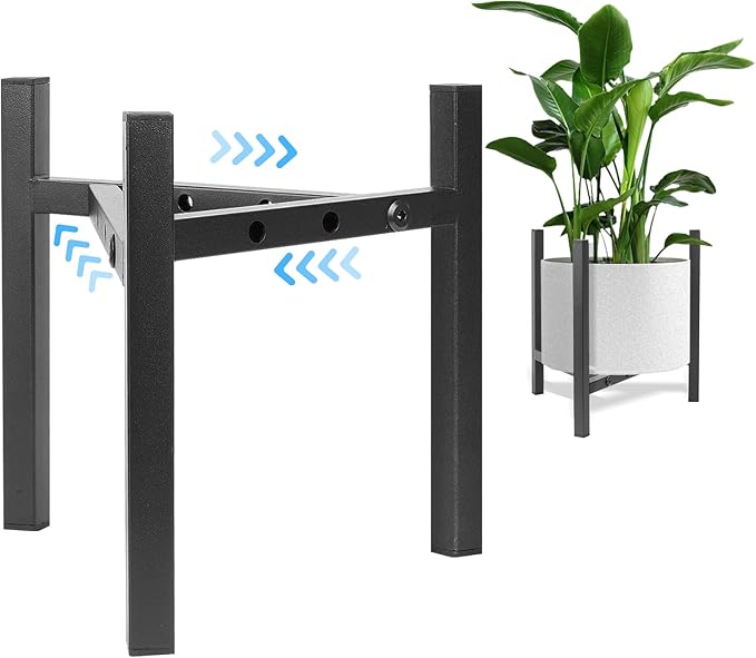 Airpark Plant Stand Indoor Adjustable, Metal Modern Plant Stand, Heavy Duty Stable Plant, Fit 8-12 inch Pots, Number of Items-3, Color-Black (Pot & Plant Not Included)