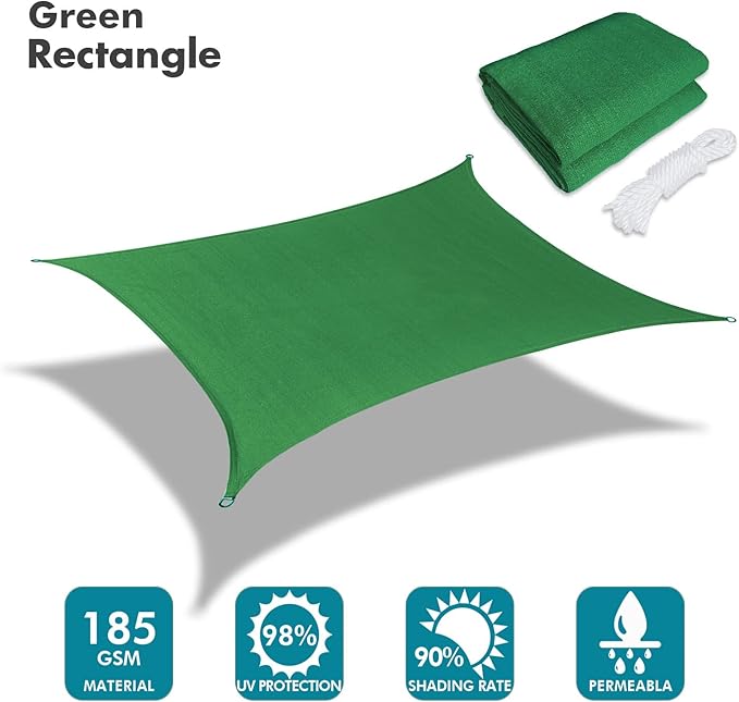 KANAGAWA 6'X18' Dark Green Custom Size Sun Shade Sail Rectangle UV Block Canopy Cover for Patio Backyard Lawn Garden Outdoor (Customized Available)