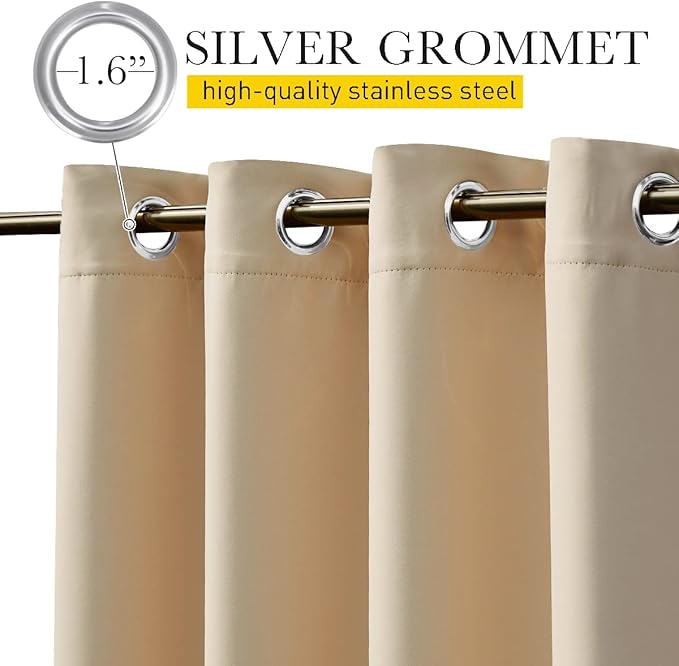 NICETOWN 2 Panels Weighted Blackout Cabana Curtains Outdoor Patio, W52 x L84 Windproof Top & Bottom Grommet & Back Tab, Thermal Heavyweight Drapes Keep Privacy for Yard/Porch, Biscotti Beige