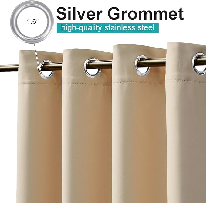 NICETOWN Fade Resistant Patio Curtains Outdoor Waterproof, Fade-Proof Curtains Grade 4 Color Fastness Certified, Thermal Insulated Privacy Sun Shades for Gazebo, W52 x L72, Biscotti Beige, 2 Panels