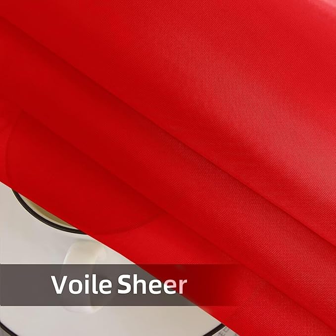 SpaceDresser Waterproof Outdoor Sheer Curtains for Patio - 4 Panels Rod Pocket Indoor Voile Sheer Curtain for Living Room,52W x 120L inch,Red