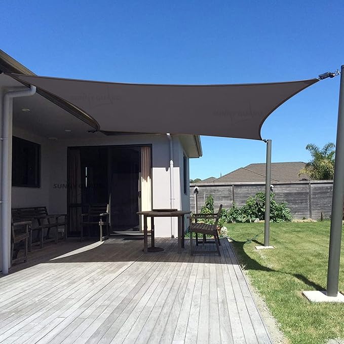 SUNNY GUARD Custom Size 8'x9' Dark Grey Sun Shade Sail Rectangle UV Block Shade for Backyard Yard Patio Deck Garden(Customized)