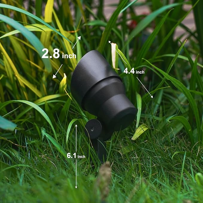 GOODSMANN Low Voltage Landscape Flood Lights 8PK Kit 3W LED 200 Lumen Outdoor Spotlights 3000K Warm White Replaceable LED Outside Hardwired Lighting with Metal Stakes Cable Connectors Replaceable