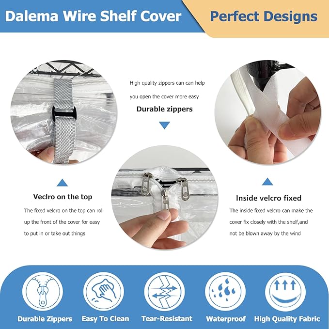 Waterproof Shelf Cover,Durable Dustproof Storage Wire Rack Covers,Outdoor Shelving Covers for Wire Shelves with Zipper 60''x24''x72'',Clear