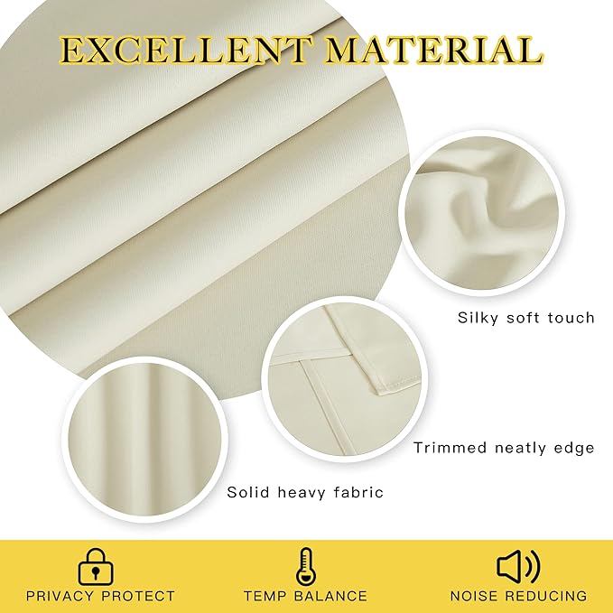NICETOWN Blackout Living Room Curtain 108 inch Length - Grommet Thermal Insulated Cold & Heat Blocking Window Treatment Sound Reducing Drape for Bedroom (Beige, 1 Piece, W52 x L108)