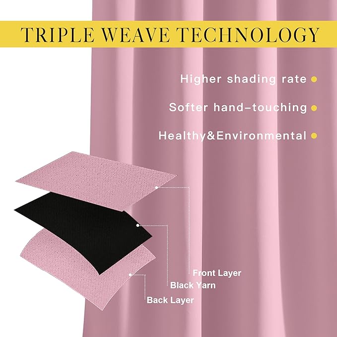 NICETOWN Blackout Curtains for Sliding Glass Door Room Divider Noise Reduce Curtain Panel Portable Window Screen Sliding Partition, W100 x L102 inches, 1 Panel, Rouge Pink