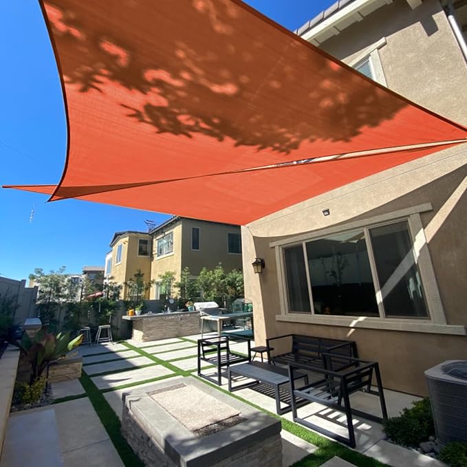 SUNLAX Sun Shade Sail 10' x 11' x 14.9' Terra Red Rectangle Canopy Sail Shade Cover UV Block Permeable Sunshade Outdoor for Patio Backyard Deck Pergola (We Make Custom Size)