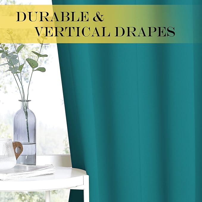 NICETOWN Blackout Curtains & Drapes - Privacy Thermal Efficiency Backdrop Curtains for Bedroom Room Divider Living Room Patio Sliding Glass Door, Wide 80 x Long 144 inch, Peacock Teal, 1 Panel