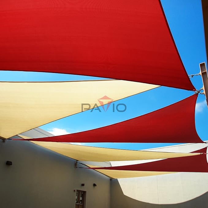 Patio Paradise 8' x 8' x 7'10" Sun Shade Sail Triangle Canopy, Permeable Shade Cloth Fabric Sunlight Block Patio Cover HDPE Deck Awning for Outdoor Backyard Pergolas Roof Shading, Red