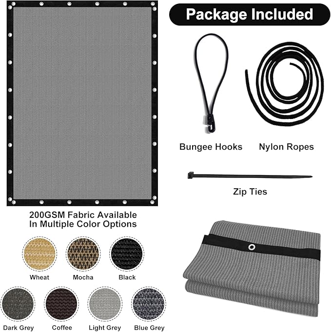 Artpuch 90% Sun Shade Cloth, 4 x 16 FT Pergola Shade Cover Canopy with Grommets, Sun Screen Fabric Tarp for Patio, Outdoor, Garden, Backyard, Blue Grey