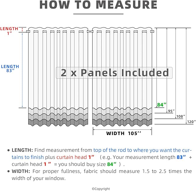 Waterproof Outdoor Curtain W105 x L108 - Grommet Top Sunlight Blocking Window Treatment Drapes Blackout Curtains for Home Bedroom Living Room Outdoor Patio Porch Pergola Cabana Gazebo (2 Panels)