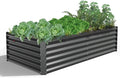 A ANLEOLIFE 6X3X1.5 ft Galvanized Raised Garden Beds Outdoor, Rectangular Metal Planter Box for Planting Vegetables Flowers Herb, Anti-Rust & Easy-Setup, Quartz Grey