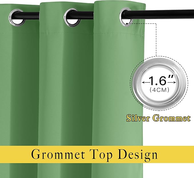 NICETOWN Froest Green Blackout Curtains for Bedroom/Living Room 132 Inch Length - Thermal Insulated Room Darkening Grommet Top Window Curtains (100 by 132 - Inch, 1 Panel)