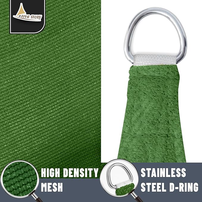 LOVE STORY Custom Size 10'x15' Piquant Green Sun Shade Sail Rectangle UV Block Canopy Patio Sail Sunshades Fabric for Outdoor Garden Carport (We Make Custom Size)