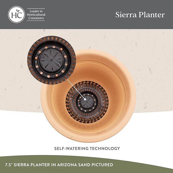 The HC Companies Sierra Round Self-Watering Pot - Lightweight Plastic Planter for Herbs & More - Durable Plant Pots for Indoor Plants & Outdoor Plants (13” Celtic Bronze, Pack of 2)