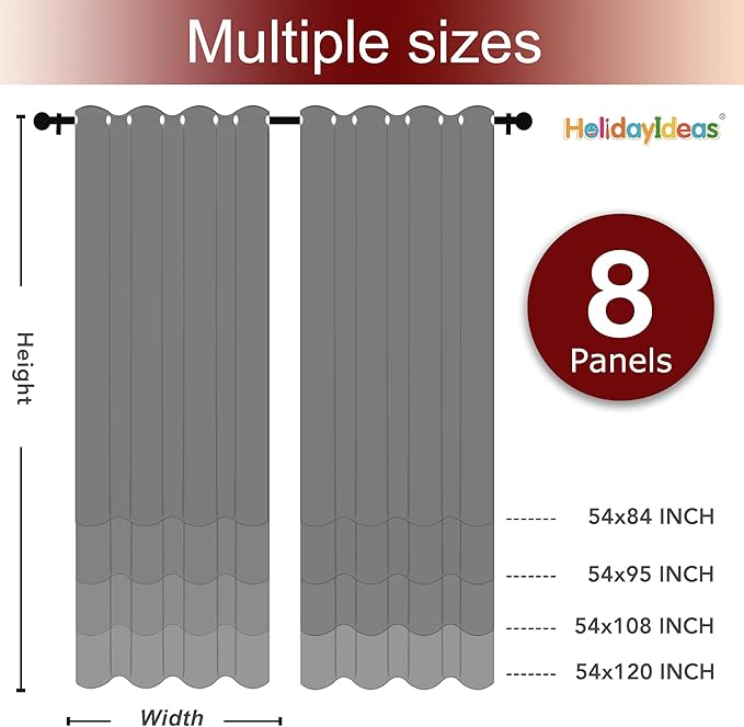 HolidayIdeas White Outdoor Curtains for Patio Waterproof 8 Pcs All Weather Balcony Grommet Top Outside Curtains for Apartments, Gazebo, Pergolas, Porch, 54x120 Inch