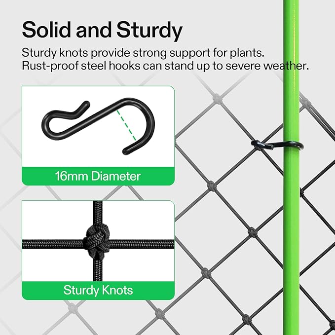 VIVOSUN 3 x 3Ft. Elastic Trellis Netting with 4 Hooks for Climbing Plants, Vegetables, Fruits, and Flowers, 1-Pack