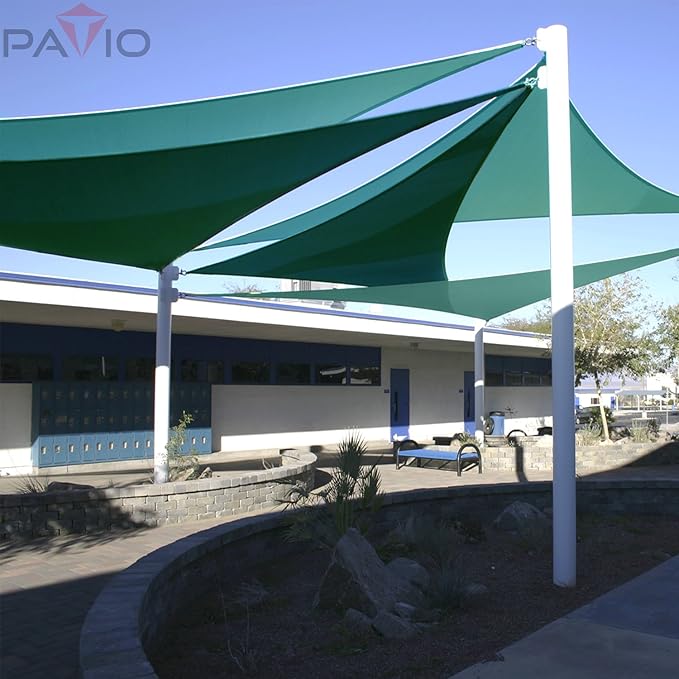 Patio Paradise 27' x 27' x 27' Sun Shade Sail Triangle Canopy Shade Cloth Fabric Sunlight Block Patio Pergola Cover HDPE Deck Awning for Outdoor Backyard Roof Shading, Turquoise