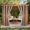 Outdoor Indoor Curtains W52 x L108 for Patio - Weather-resistant Window Panels Privacy Protect Grommet Top Thermal Insulated Home Curtain for Porch Pergola Garden (Camel Brown, 2 Panels)
