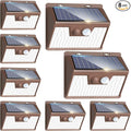 Peasur Brown Solar Lights Outdoor Motion Sensor 8 Pack, Ultra-Bright 3 Mode 140LED Fence Security Light Waterproof, Solar Wall Lighting for Patio Yard Step House Outside Cool White
