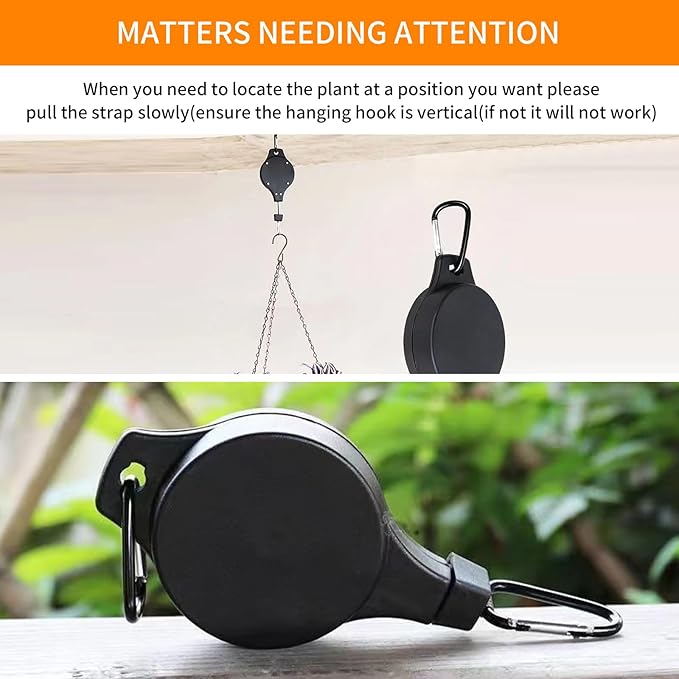 6PCS Adjustable Retractable Plant Pulley Hangers - Versatile Height Hooks for Hanging Baskets, Flower Pots, and Bird Feeders