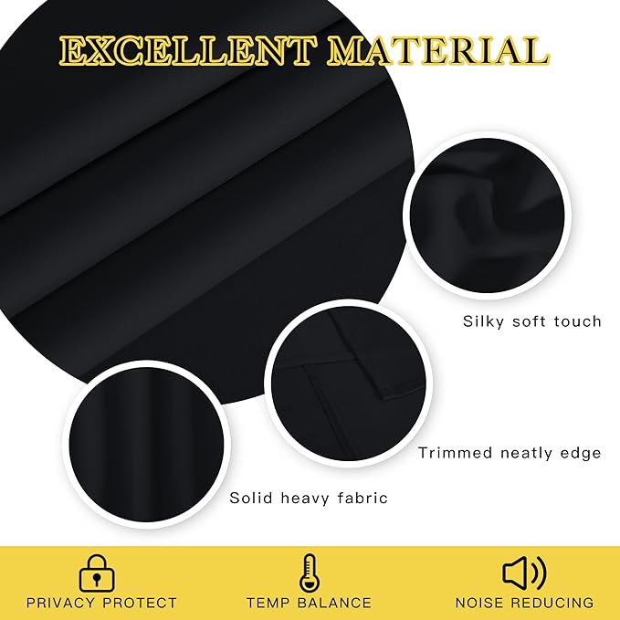 NICETOWN Black Blackout Curtain 78 inches Long - Thermal Insulated Grommet Soundproof Heat & Cold Blocking Privacy Doorway Curtain Window Treatment for Bedroom (1 Panel, W52 x L78)