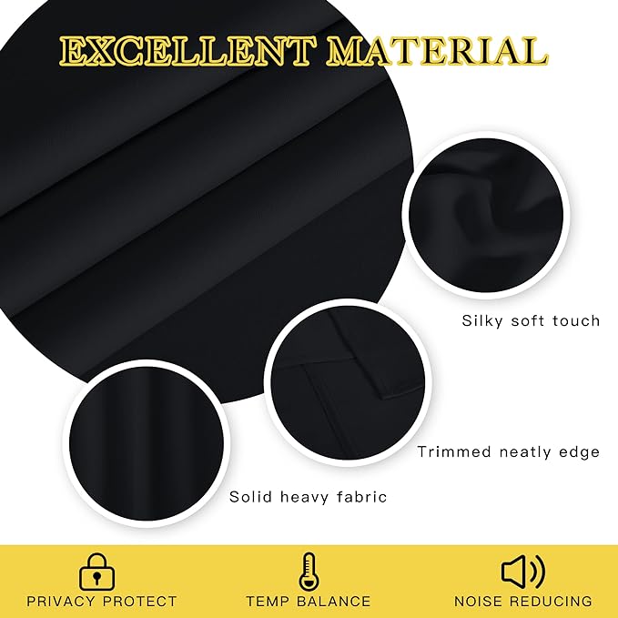 NICETOWN Black Out Curtains 63 inch Long - Grommet Thermal Insulated Modern Room Darkening Window Treatments Soundproof Drape for Bedroom/Nursery, W52 x L63, 1 Piece
