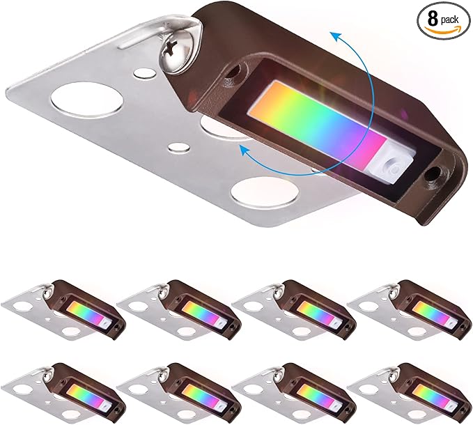 LEONLITE 8-Pack Premium Series RGB 4 Inch 1W LED Retaining Wall Lights Swivel, Color Changing Hardscape Lighting Low Voltage, 12V-24V AC/DC LED Landscape Hardscape Paver Light, Outdoor Step Light, ETL