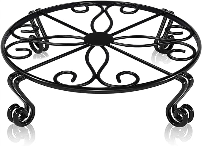 Black Plant Stand for Flower Pot Heavy Duty Potted Holder Indoor Outdoor Metal Rustproof Iron Garden Container Round Supports Rack for Planter Bronze, Pumpkin Stand Outdoor
