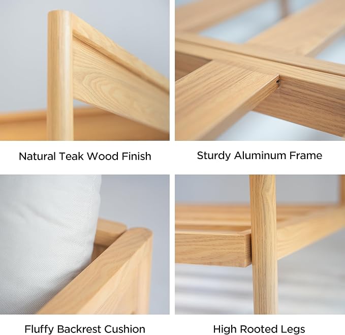 Acanva Modern Outdoor Patio Furniture Set, All-Weather Aluminium Conversation Sectional Sofa with Thick Cushions for Backyard, Garden, Porch, Armchair, Beige