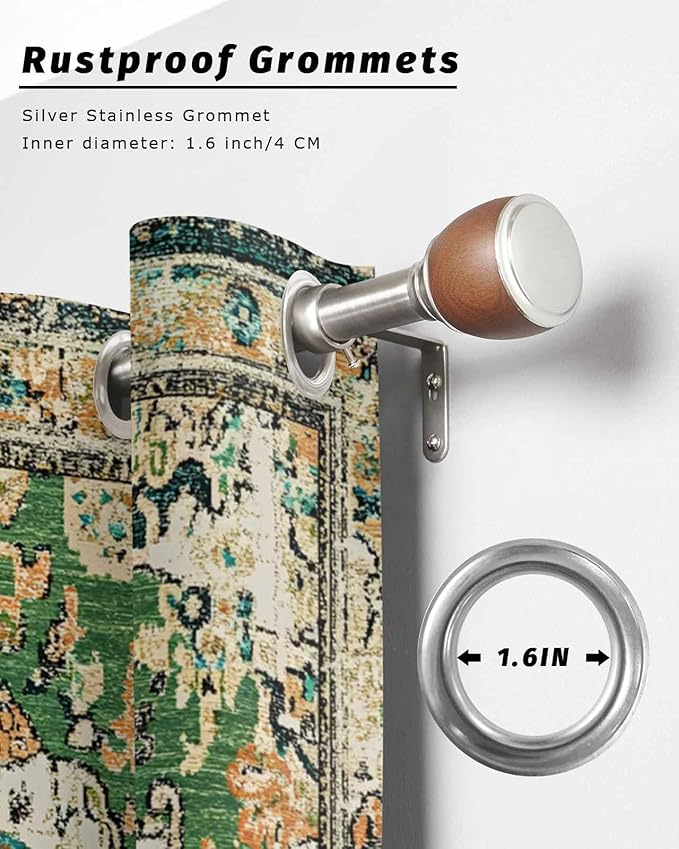 Ombre Green Boho Outdoor Curtains for Patio Waterproof, Grommet Privacy Curtain Drapes Weatherproof Outside Curtains for Porch GazeboPergola Cabana 1 Panel 54x108inch Vintage Ethnic Tribal Geometric