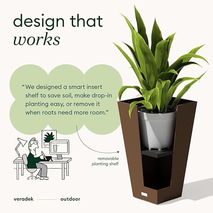 Veradek V-Resin Indoor/Outdoor Taper Planter, 2-Pack (26 inch, Espresso)