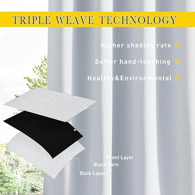NICETOWN 2 Panels Outdoor Curtains for Patio Waterproof & Windproof, Grommet & Back Tab on Top & Bottom Weighted Drapes Keep Sun/Rain Out with Bouns Rope for Pergola, Greyish White, W66 x L84