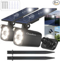 2 Pack Solar Motion Lights Outdoor, Solar Spotlights with Motion Sensor, IP67 Waterproof Solar Power Security Lights, 360° Rotatable for Garden, Yard, Pathway, Fence, Driveway, 1200LM