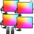 Onforu LED Flood Light Outdoor 1000W Equivalent, 150W Color Changing RGBW Floodlight with Remote, Stage Lights Uplights for Events, IP66 Uplighting Spotlight Floor Strobe Light for Christmas 4 Pack