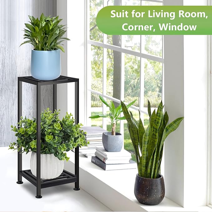 Plant Stand Indoor Outdoor Heavy Duty Wrought Iron Pedestal Stands Metal Plant Stand Decorative Flower Stand for Patio Garden Deck Living Room