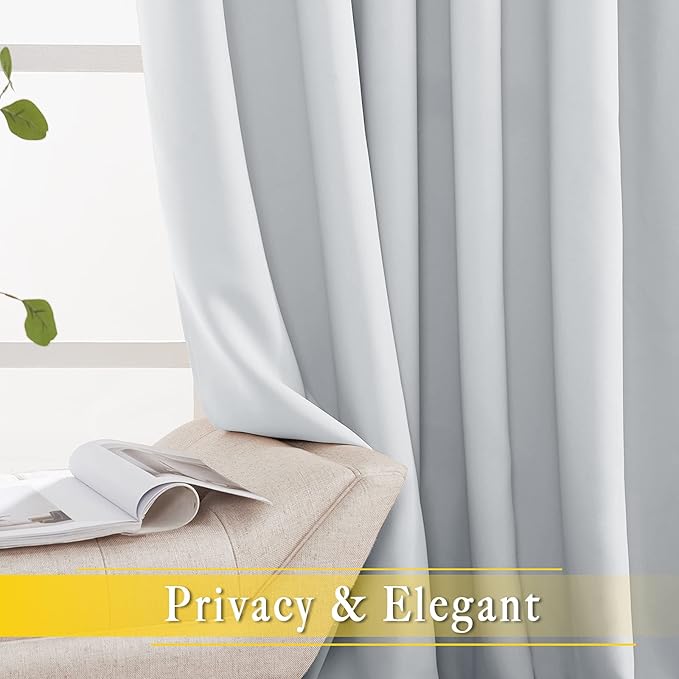 NICETOWN Greyish White Sliding Door Curtain 118 inch Length, Grommet Room Darkening Thermal Curtain Extra Long Sound Dampening for Living Room/Bedroom, W80 x L118, 1 Panel