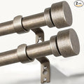 2 Pack Retro Silver Curtain Rods Set for Windows 28 to 48 Inches Adjustable Length Heavy Duty 1" Diameter Window Curtain Rod with Decorative Finials for Outdoor Bedroom Kitchen Living Room Farmhouse