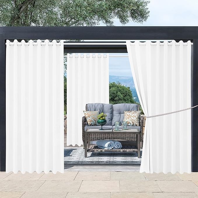 DIVA EN CAMINO DEC Outdoor Patio Curtain Waterproof Darkening Thermal Insulated Indoor Curtains for Bedroom, Porch, Living Room, Pergola, Cabana, W105 x L95, Set of 2 Panels