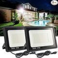 2Pack LED Flood Light Outdoor,250W LED Work Light 25500lmwith 6FT US Plug,IP66 Waterproof Exterior Security Lights,6000K Daylight White Outside Floodlights Slim Design for Playground Yard