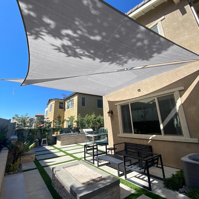 SUNLAX Sun Shade Sail 6' x 8' x 10' Silver Rectangle Canopy Sail Shade Cover UV Block Permeable Sunshade Outdoor for Patio Backyard Deck Pergola (We Make Custom Size)