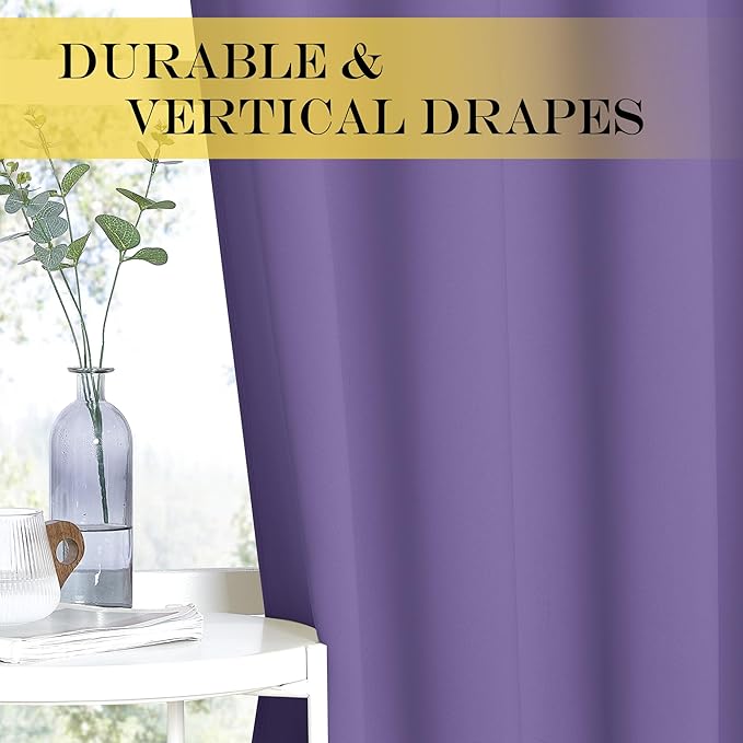NICETOWN Privacy Room Divider Curtain Thermal Blackout Curtain for Patio Door, Living Room, Bedroom Partition and Shared Office Space, 1 Grommet Panel, Lilac Purple, 100 inch x 108 inch Long