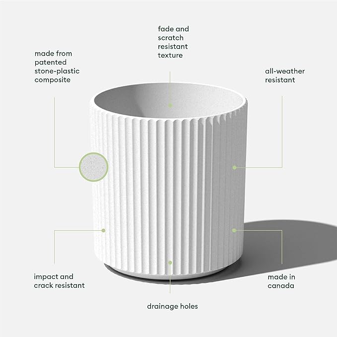 Veradek Demi Series Round Planter for Porch, Patio, Backyard | Durable Plastic-Concrete Material | Modern Décor for Tall Plants, Flowers