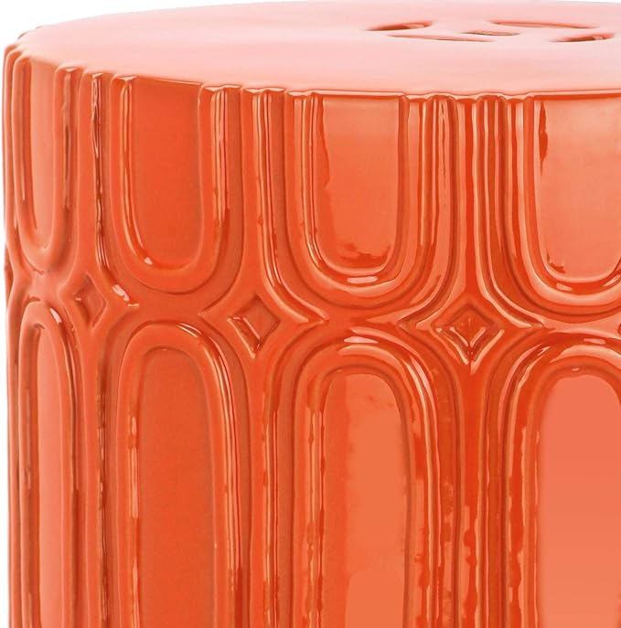 Safavieh Melody Glazed Ceramic Decorative Garden Stool, Orange
