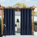 NICETOWN 2 Panels Gazebo Curtains Outdoor Waterproof & Windproof, Top and Bottom Grommet with Back Tab Wind-Break Outdoor Dividers Blackout Blinds with Fixed Rope for Patio, W52 x L95, Navy Blue