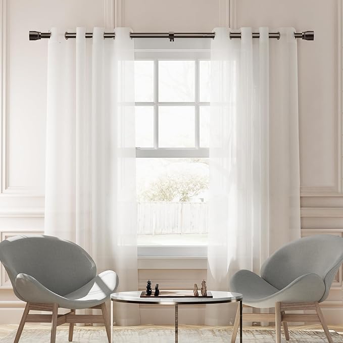 2 PACK 1” Diameter brown curtain rod Itself is 30 to 144 inch. 1 Pack Fits 30-142 inch, 66 to 120 inch Windows with Heavy Duty Adjustable brown curtain rods Splicing Metal Extra Long Curtain Rod