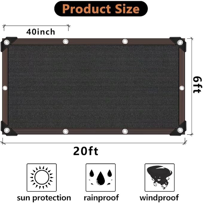 Shade Cloth - 70-90% Sunblock Net for Garden Patio,Shade Sails for Plants Greenhouse Outdoor Pergola Lawn Swimming Sun Shade Cloths for Kennel Chicken Coop Easier to Hang Shade Net Cover…