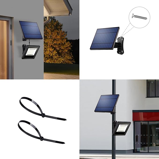 Solar Lights Outdoor Dusk to Dawn 4400mAh Solar Flood Lights Waterproof LED 3000K Spot Light for Yard, Street, Porch, Outside, Landscape Lighting, Warm White