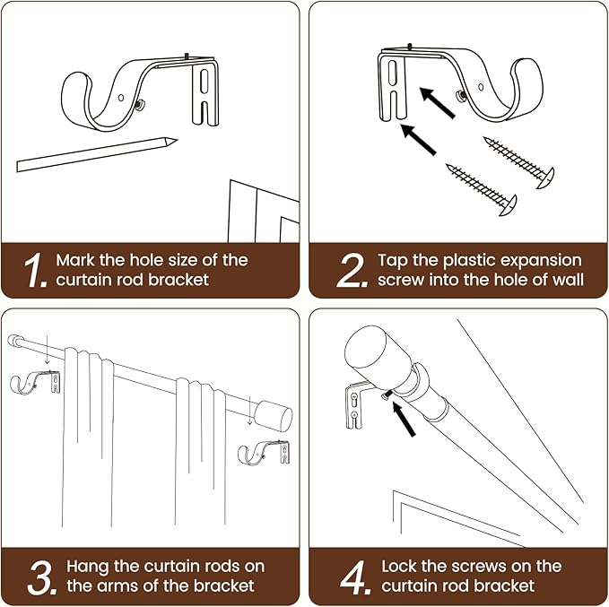 1” Diameter Curtain Rods Itself is 30 to 45 inch 2 Pack Fit 30-39 inch Window with Heavy Duty Adjustable Rod Matte Black Splicing Metal Extra Long Curtain Rod for Windows