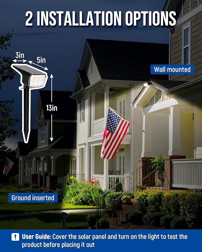 Solar Spot Lights Outdoor IP67 Waterproof 10 Pack, 63 LED 3 Modes Solar Landscape Spotlights for Yard Garden Pathway Wall House Garage (Warm White)